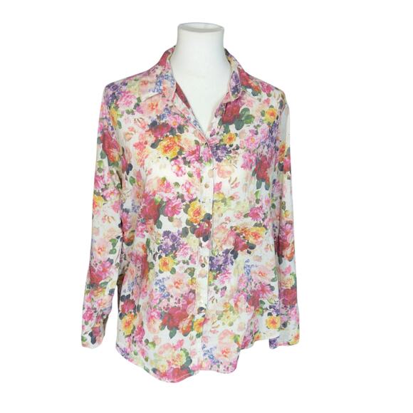 H&M L.O.G.G. Y2k Floral Button Up Blouse size 14 - Picture 3 of 8